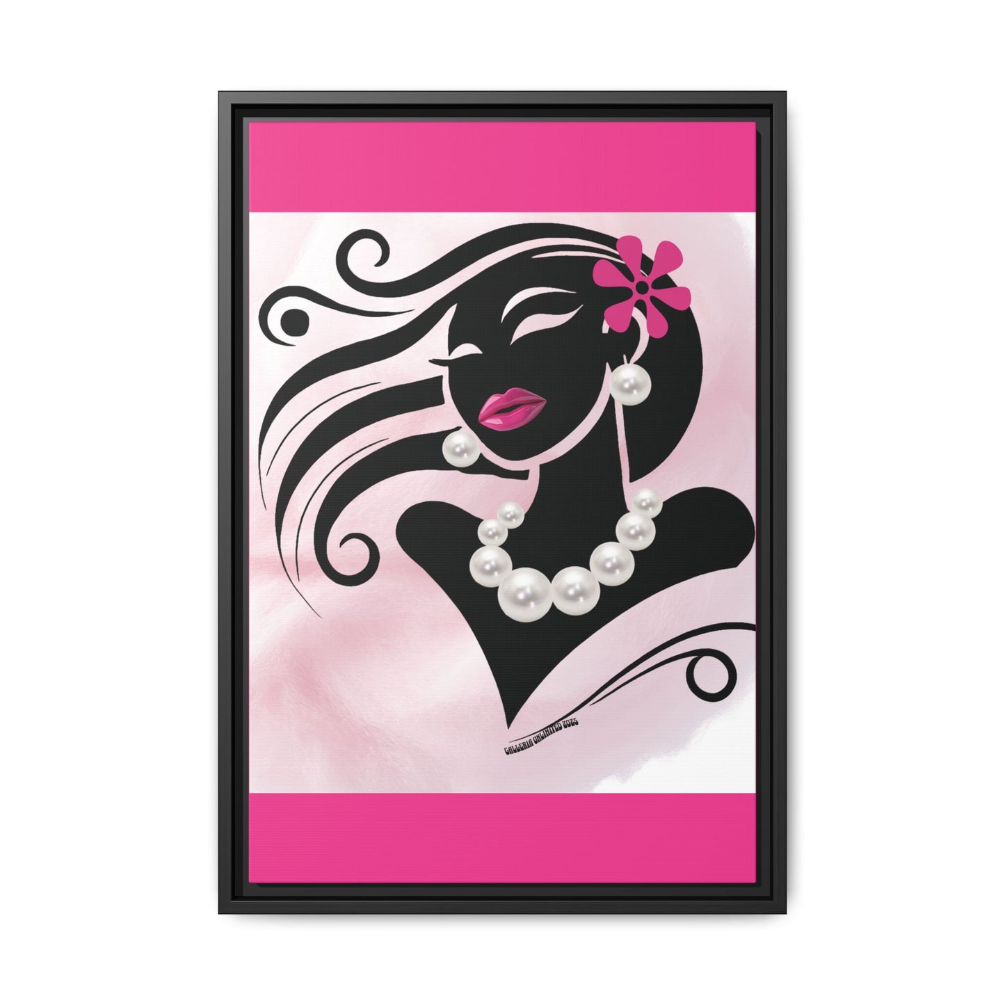 Pearls & Curls6 | Pink Pout - Framed Matte Canvas Art