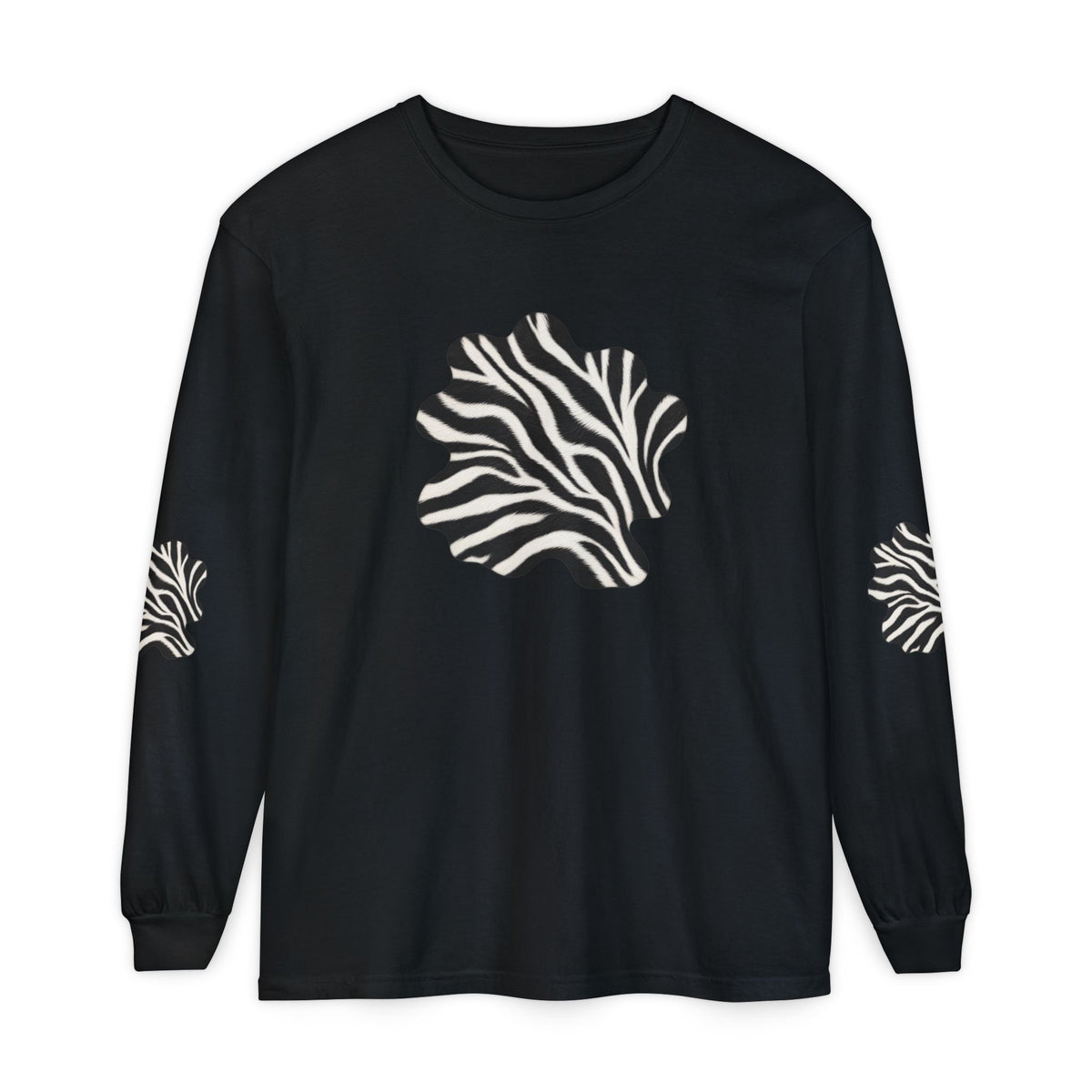 Zebra | Black & White Zebra Patch Long Sleeve Tee (Elbow accents)