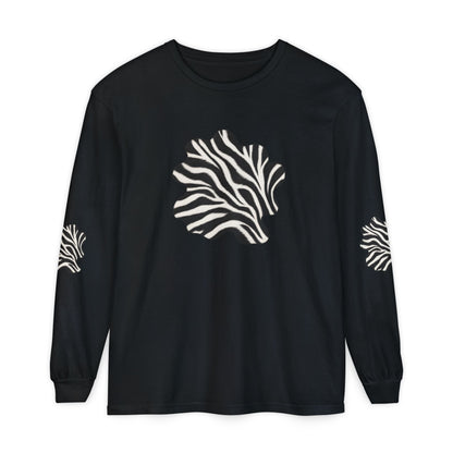 Zebra | Black & White Zebra Patch Long Sleeve Tee (Elbow accents)
