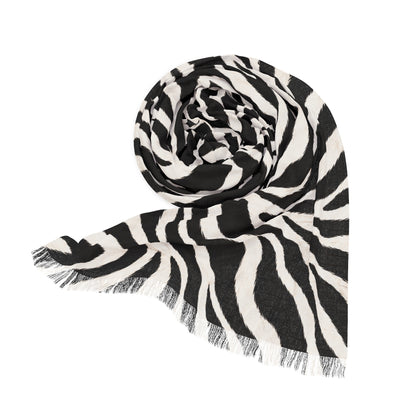 Zebra | Black & White Zebra Animal-Stripe Fashion Scarf