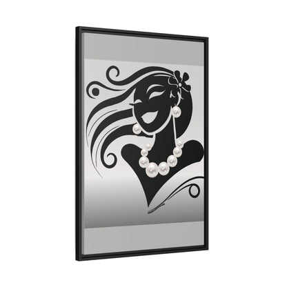 Pearls & Curls6 | Black and White - Framed Matte Canvas Art (black or white frame)