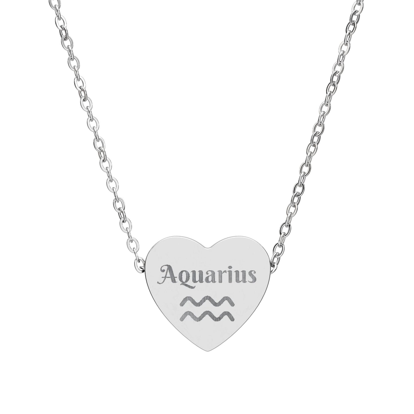 Aquarius | Heart Glyph Necklace (18K gold/rose gold, stainless steel, rainbow/black PVD coating)