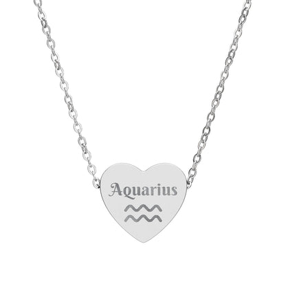 Aquarius | Heart Glyph Necklace (18K gold/rose gold, stainless steel, rainbow/black PVD coating)