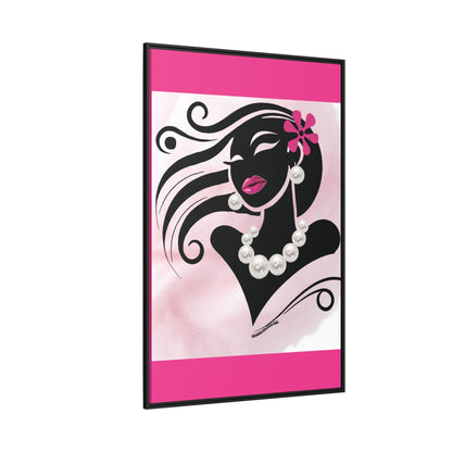 Pearls & Curls6 | Pink Pout - Framed Matte Canvas Art