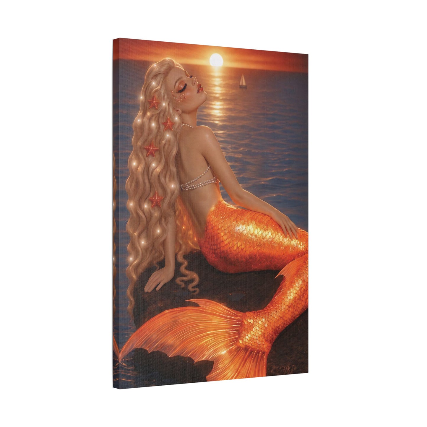 Gilded Sirens | Amber Horizon, Satin Stretched Canvas Print