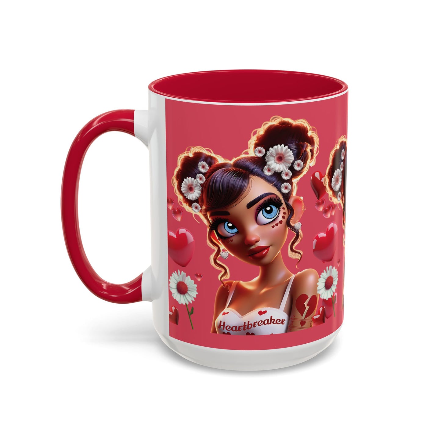 Heartbreaker 1 | Raspberry - Coffee Mug, two-tone, 15 oz (multiple handle colors)