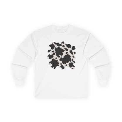 Cow | Black & White Cowhide Abstract Long Sleeve Tee