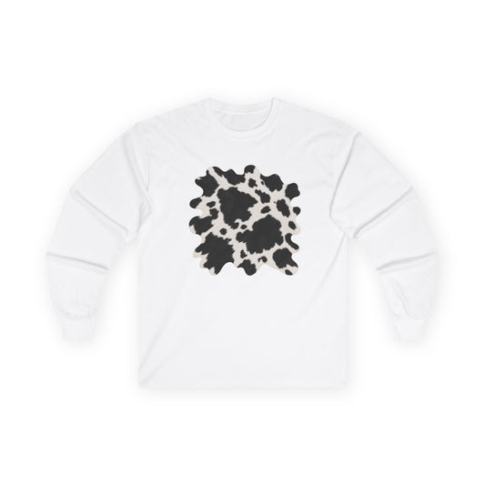 Cow | Black & White Cowhide Abstract Long Sleeve Tee