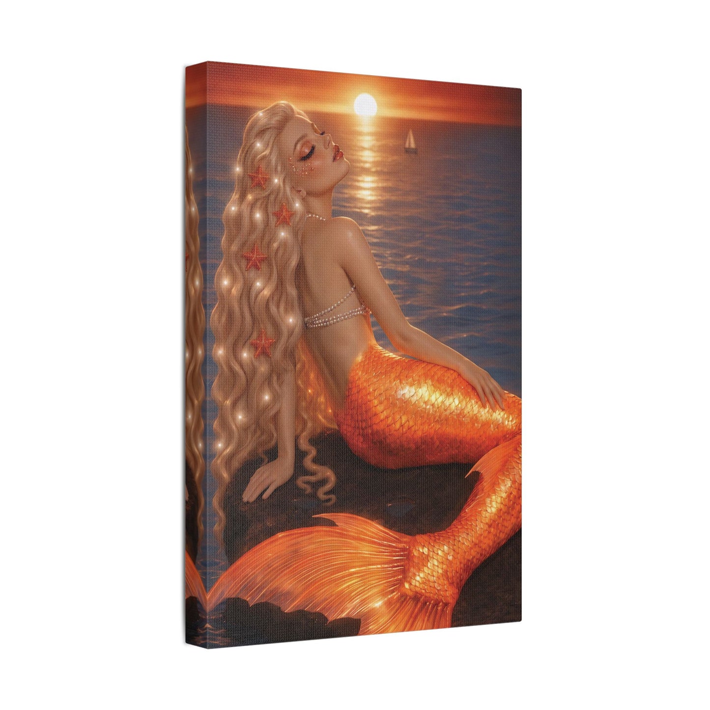 Gilded Sirens | Amber Horizon, Satin Stretched Canvas Print