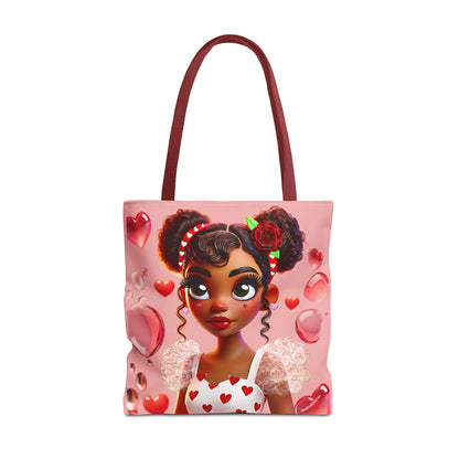 Heartbreaker Girl | Bubble Gum All -Over-Print Two-Tone Tote Bag (multiple strap colors)