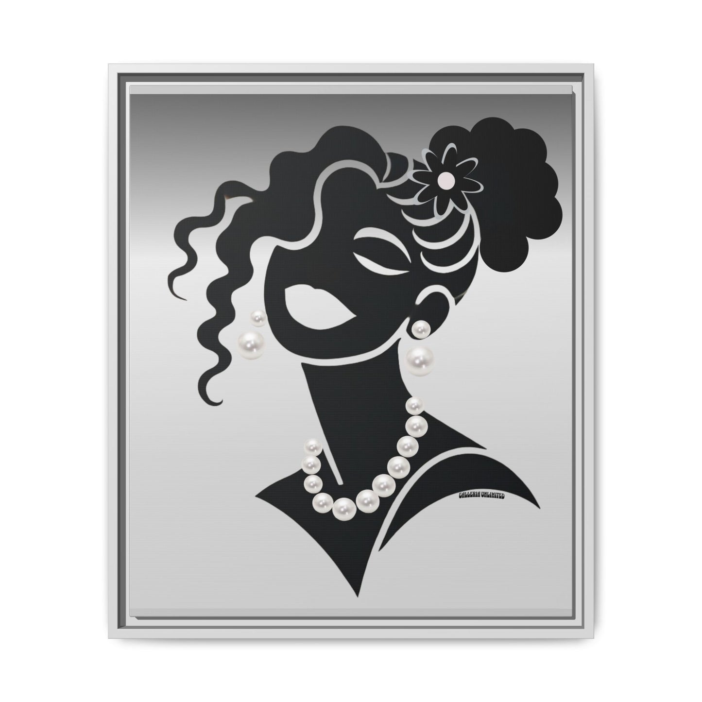 Pearls & Curls 2 | Black and White Framed Matte Canvas Wall Art (black or white frame)