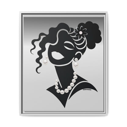 Pearls & Curls 2 | Black and White Framed Matte Canvas Wall Art (black or white frame)