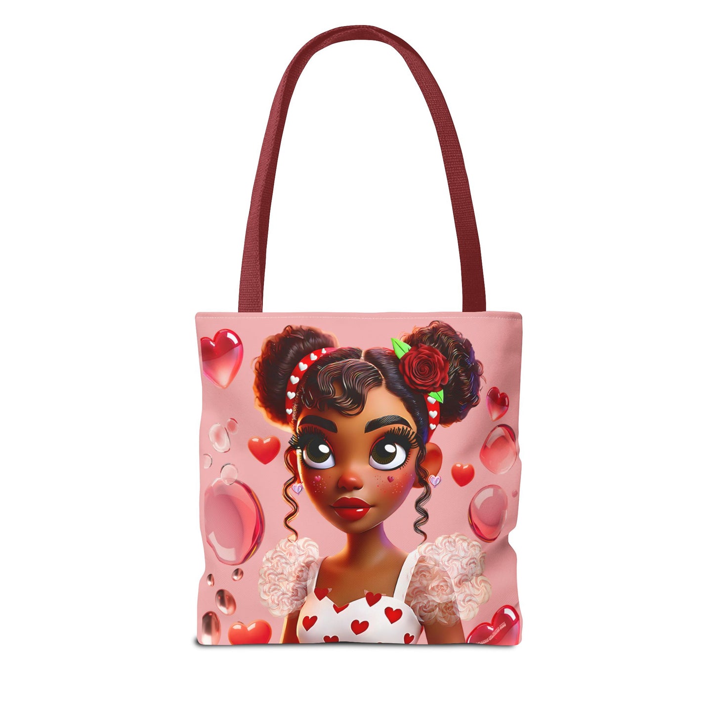 Heartbreaker Girl | Bubble Gum All -Over-Print Two-Tone Tote Bag (multiple strap colors)