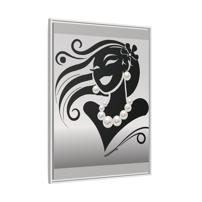 Pearls & Curls6 | Black and White - Framed Matte Canvas Art (black or white frame)