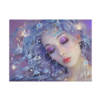 Winter Fantasy 4 | Celestial Maiden Serenity Satin Stretched Canvas Print