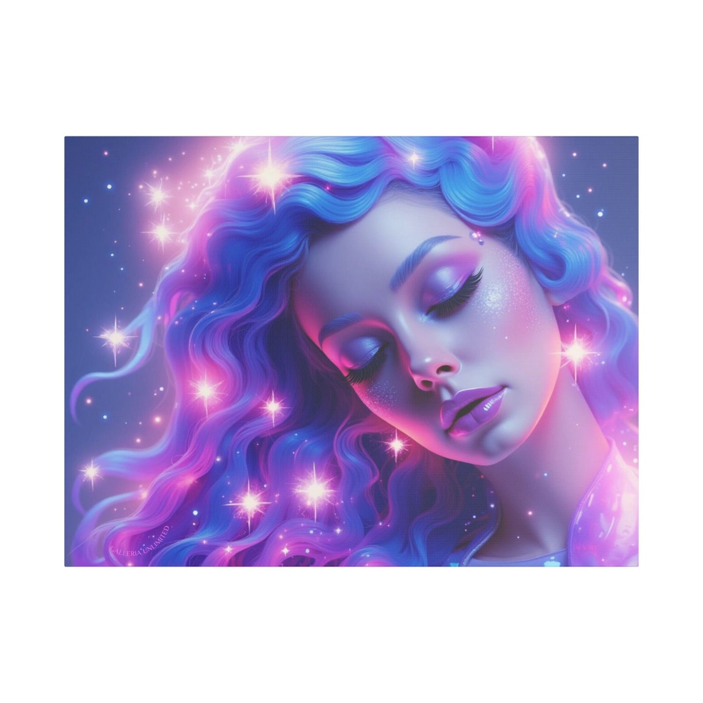 Winter Fantasy 2 | Dreamy Neon Muse Satin Stretched Canvas Print