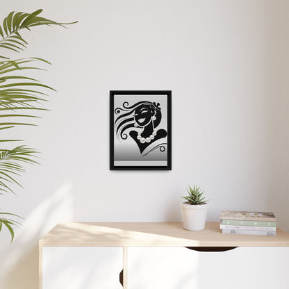 Pearls & Curls 6 | Black and White Framed Matte Canvas Wall Art (black or white frame)