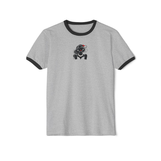 Pearls & Curls1| Ruby Lips Ringer Tee (heather grey or white)