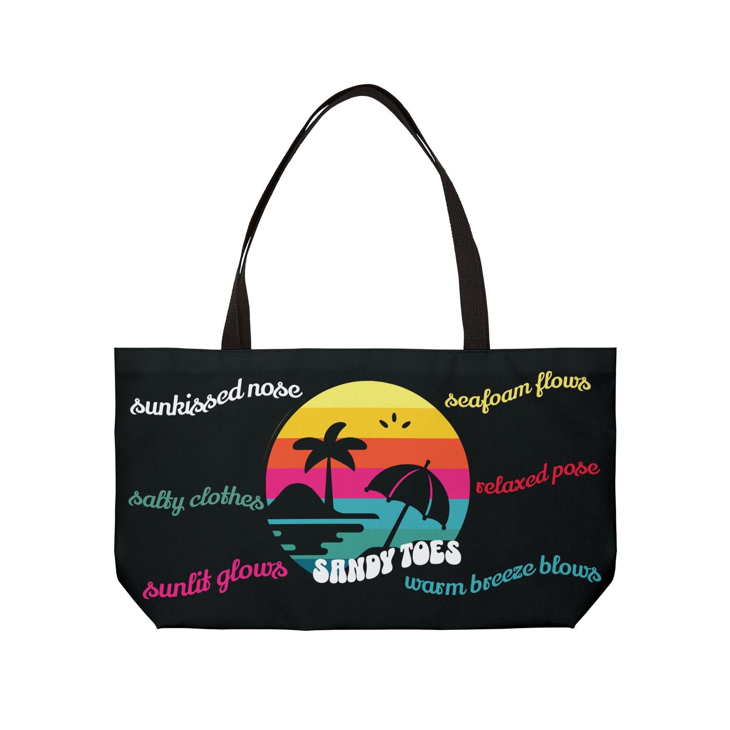 Sandy Toes | Licorice Two-Sided Sunset Palm Weekender Tote Bag