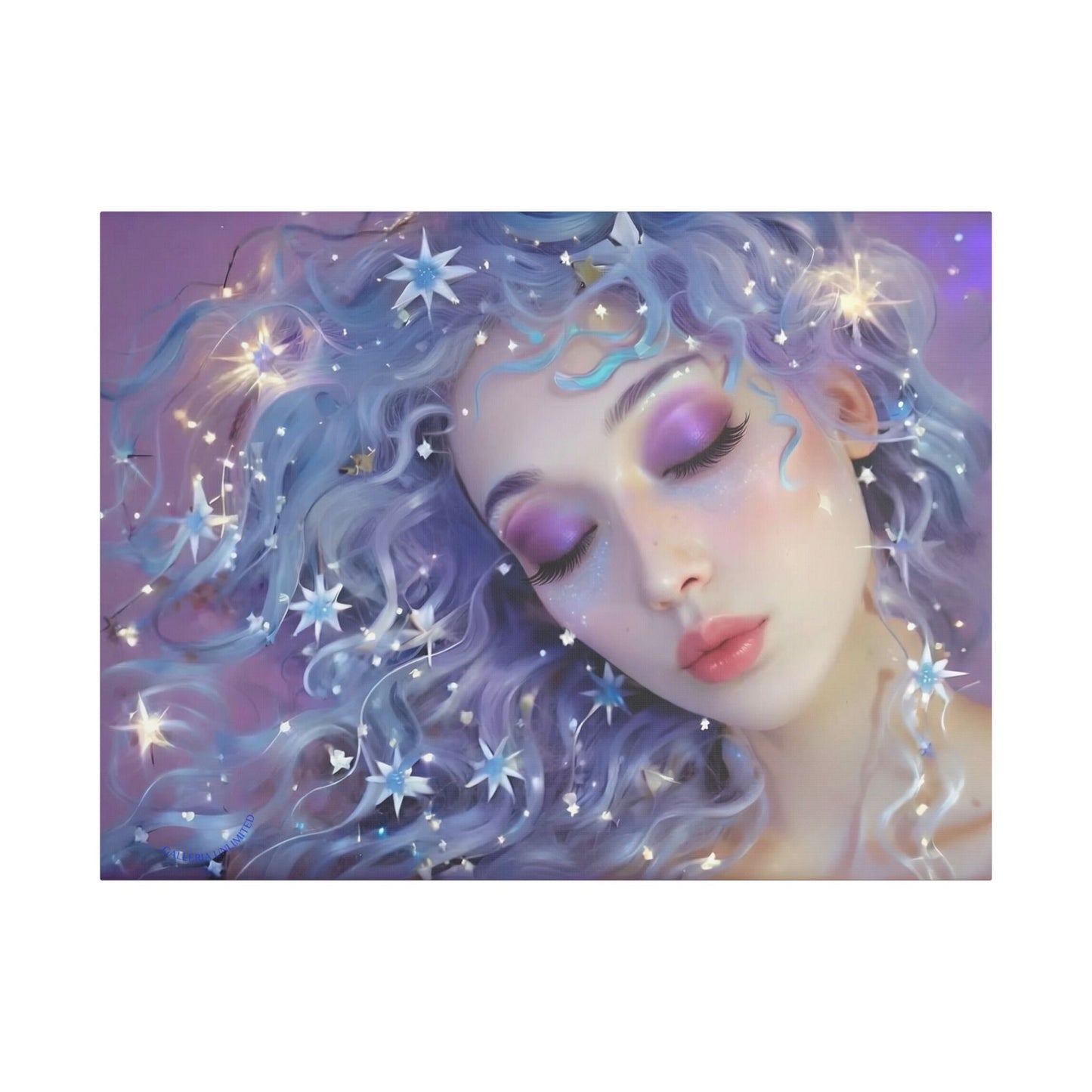 Winter Fantasy 4 | Celestial Maiden Serenity Satin Stretched Canvas Print