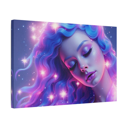 Winter Fantasy 2 | Dreamy Neon Muse Satin Stretched Canvas Print