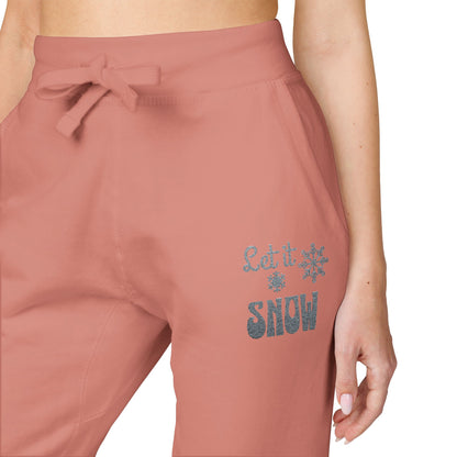 The Cozy Edit2 | Embroidered "Let It Snow" Fleece Lounge Joggers (multiple colors)