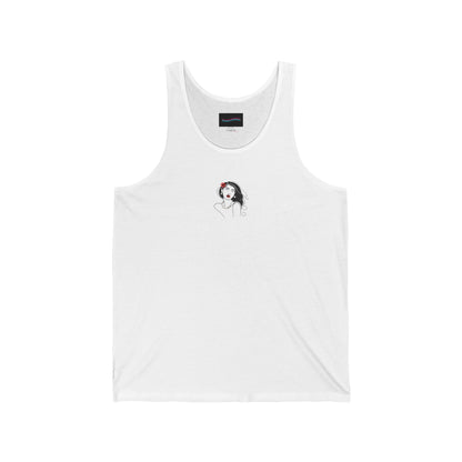 Pearls & Curls 3 | Scarlet Kiss White Jersey Tank