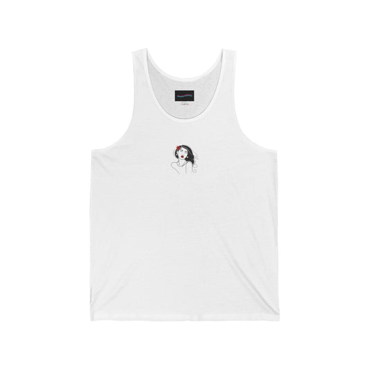 Pearls & Curls 3 | Scarlet Kiss White Jersey Tank