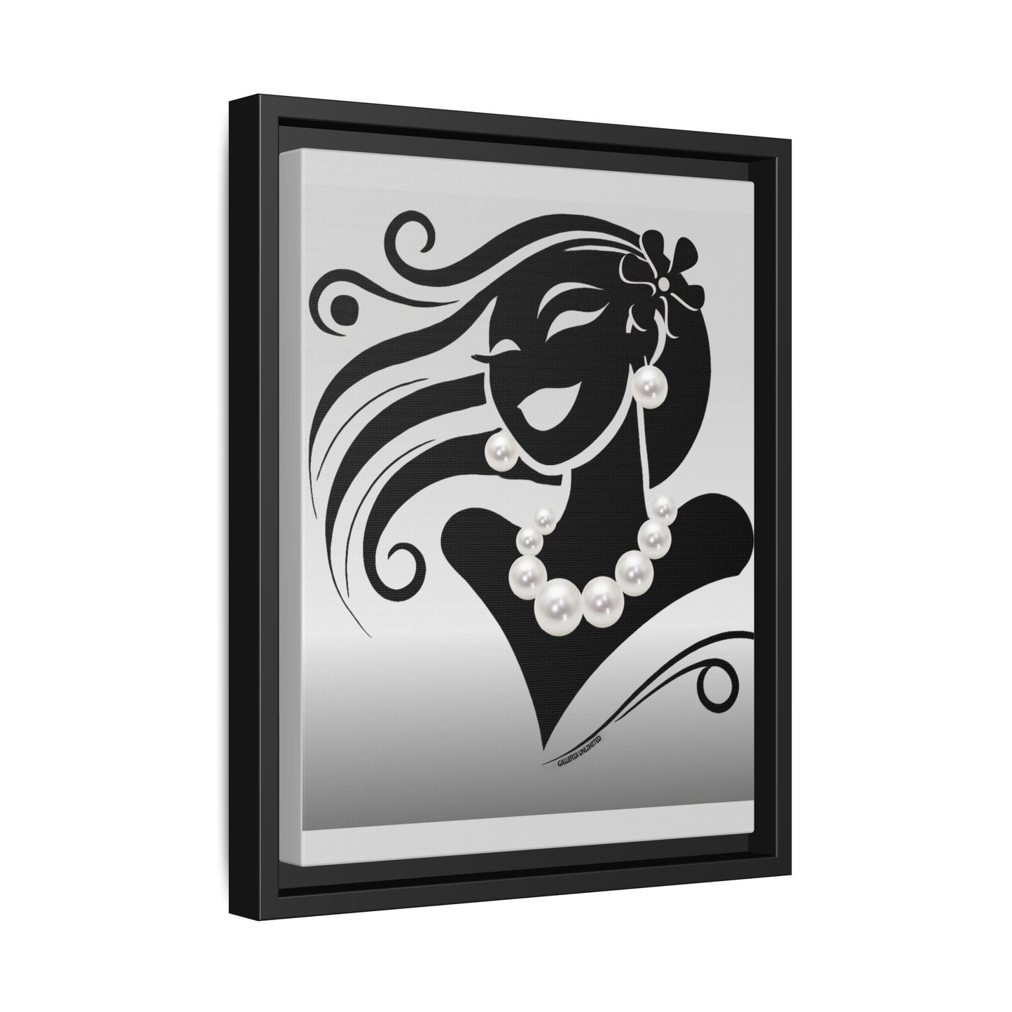 Pearls & Curls 6 | Black and White Framed Matte Canvas Wall Art (black or white frame)
