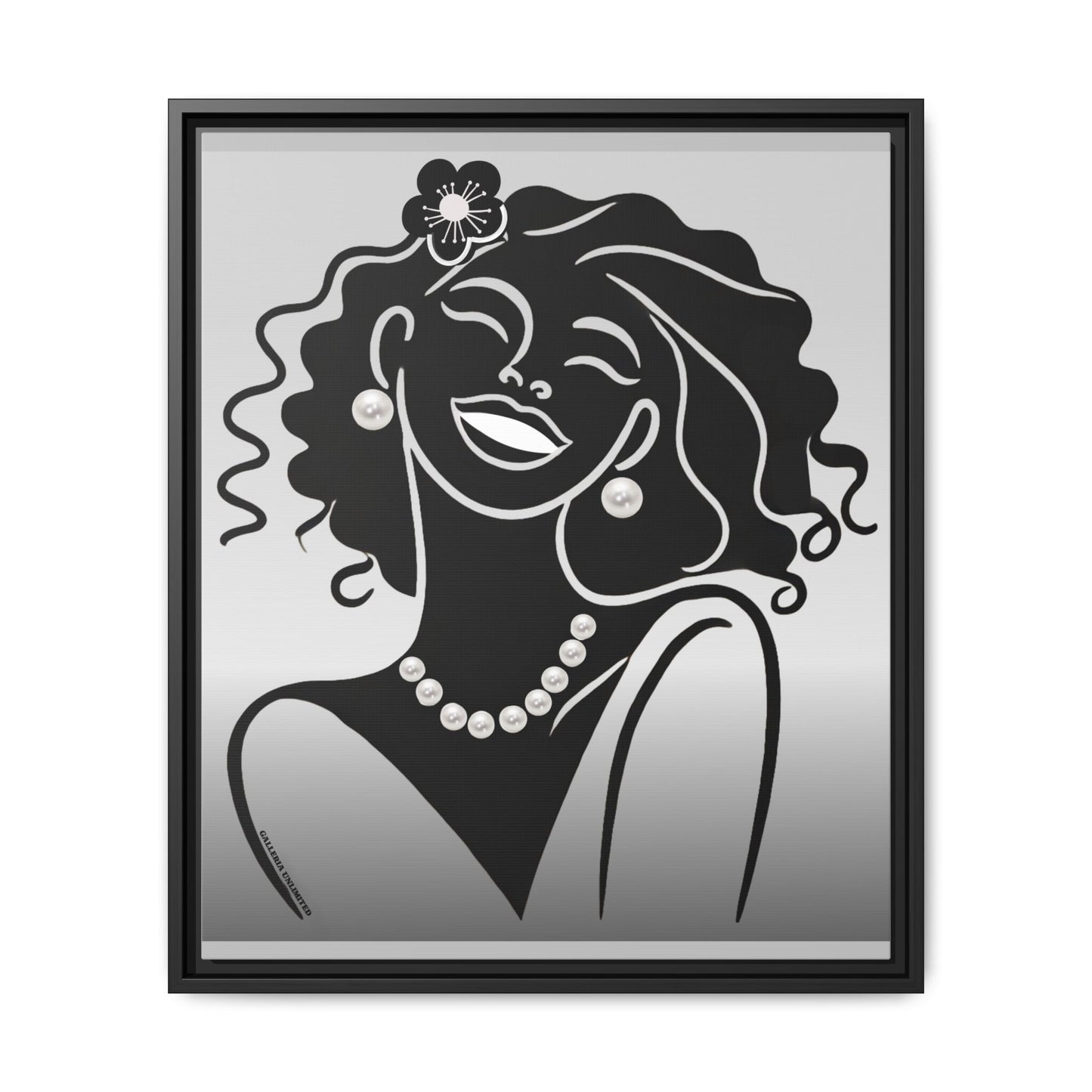 Pearls & Curls 2 | Black and White Framed Matte Canvas Wall Art (black or white frame)