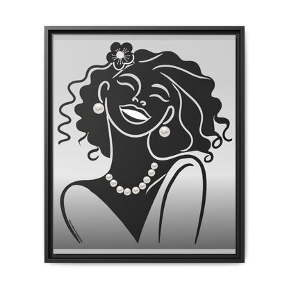 Pearls & Curls 2 | Black and White Framed Matte Canvas Wall Art (black or white frame)
