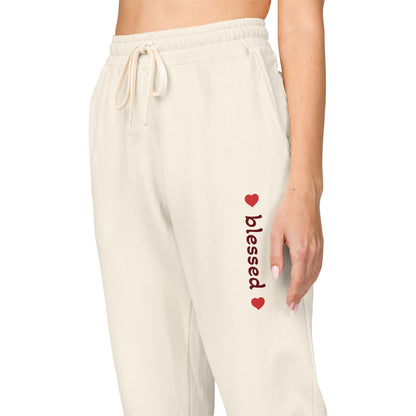 Harvest Haze 8 | 'Blessed' Vertical Red Script Joggers