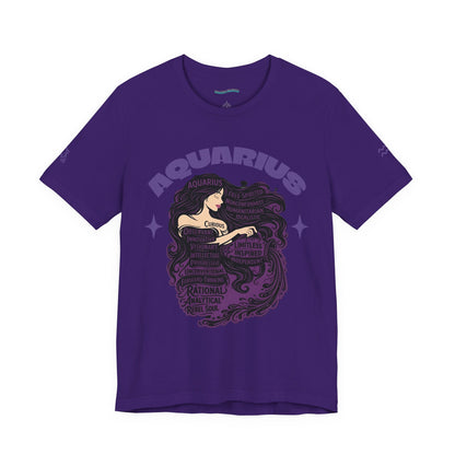 Aquarius | Word Art Graphic Tee2 (amethyst)-"Aquarius" Definition on Back