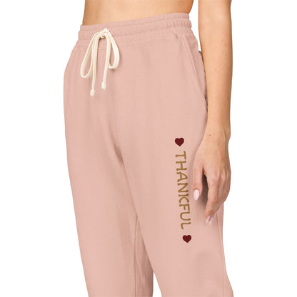 Harvest Haze 8 | 'THANKFUL' Vertical Gold Script Joggers