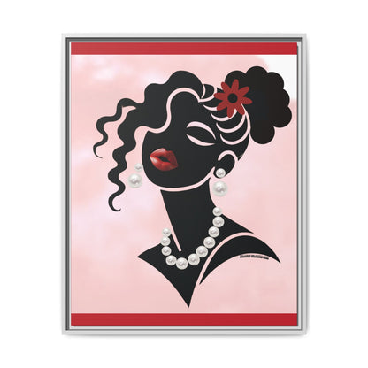 Pearls & Curls5 | Ruby Kiss - Framed Matte Canvas Art (black or white frame)
