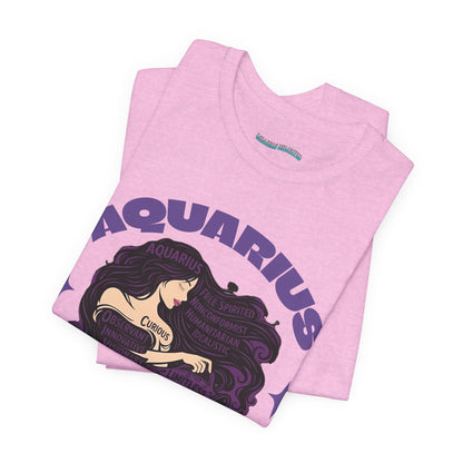 Aquarius | Word Art Graphic Tee2 (amethyst)-"Aquarius" Definition on Back