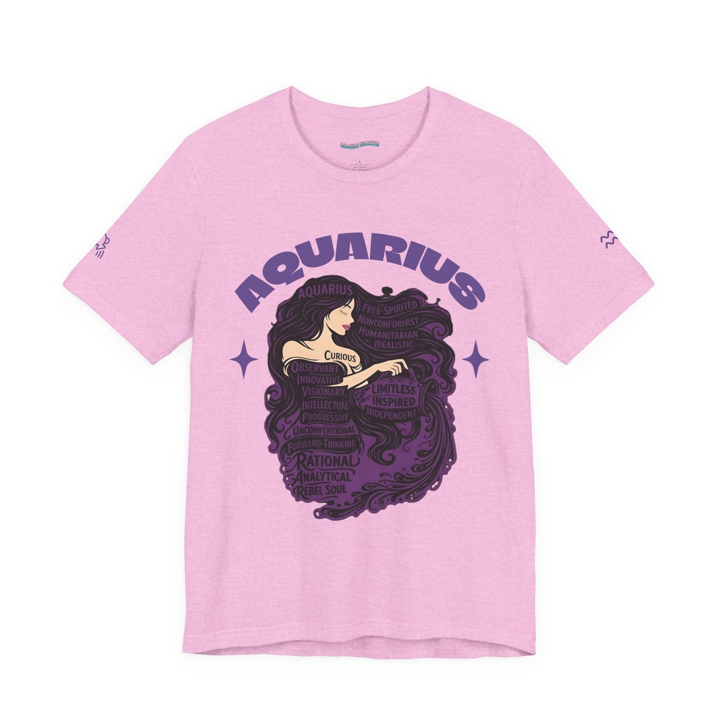 Aquarius | Word Art Graphic Tee2 (amethyst)-"Aquarius" Definition on Back
