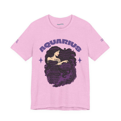 Aquarius | Word Art Graphic Tee2 (amethyst)-"Aquarius" Definition on Back