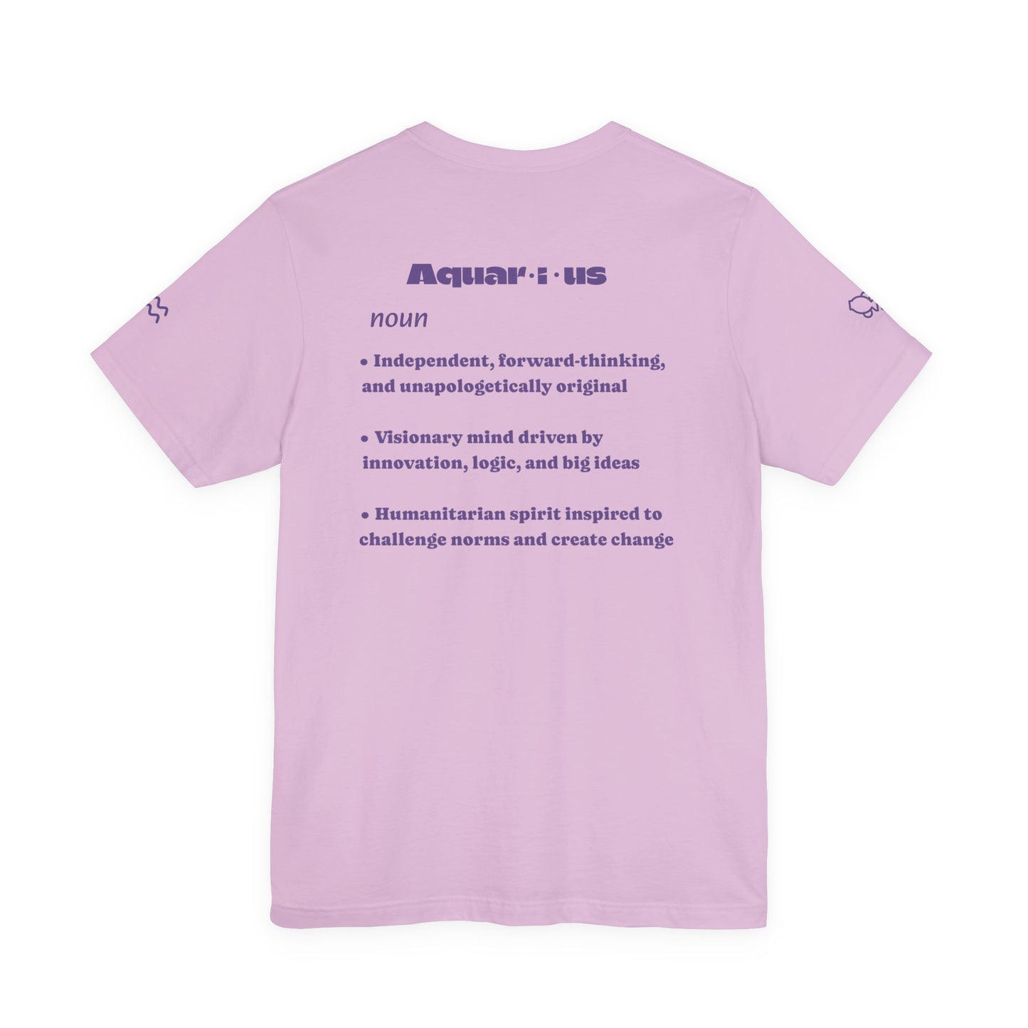 Aquarius | Word Art Graphic Tee (amethyst)-"Aquarius" Definition on Back
