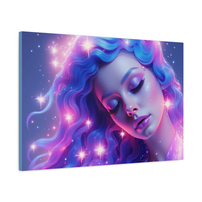 Winter Fantasy1 | Dreamy Neon Muse, Matte Canvas Print