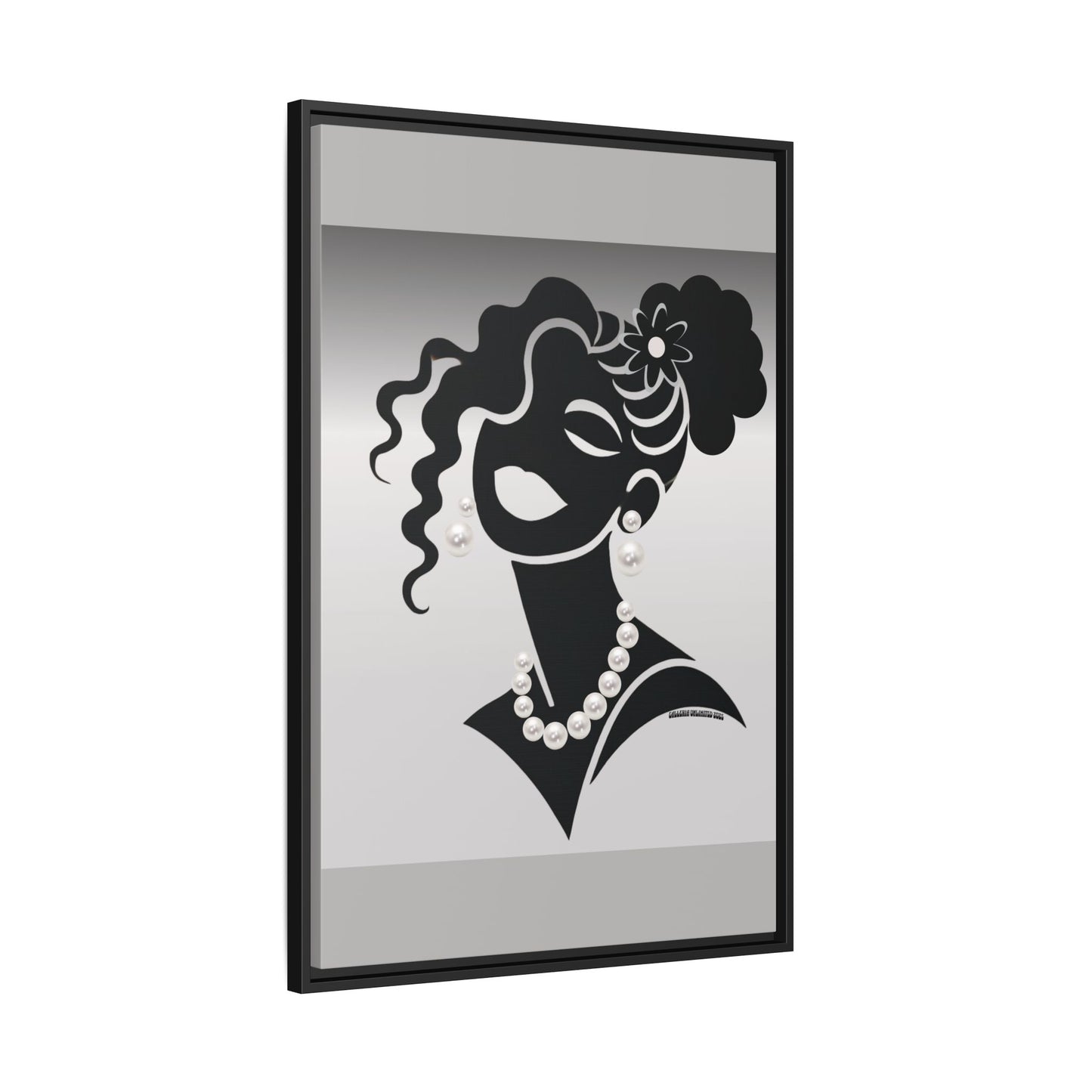 Pearls & Curls5 | Black and White - Framed Matte Canvas Art (black or white frame)