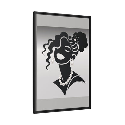 Pearls & Curls5 | Black and White - Framed Matte Canvas Art (black or white frame)