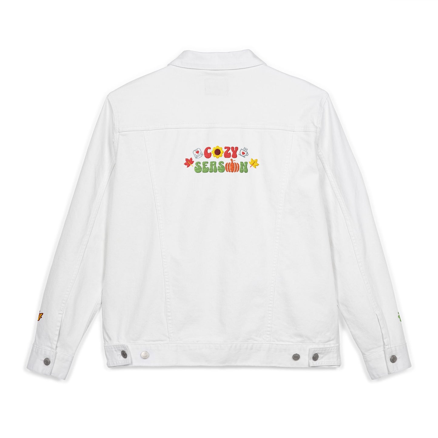 The Cozy Edit1 - Embroidered Denim Jacket (classic, black, and white denim)