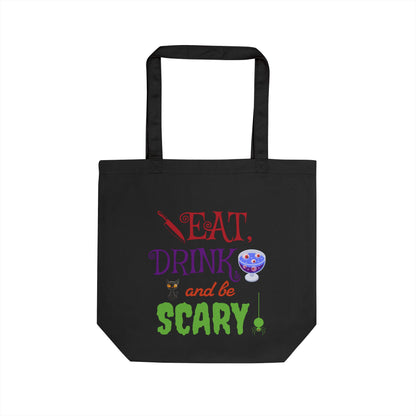 Harvest 'Ween 1 | "Not a Basic Witch" & "Eat, Drink and Be Scary" Eco Canvas Tote Bag