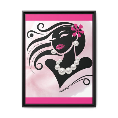 Pearls & Curls6 | Pink Pout - Framed Matte Canvas Art