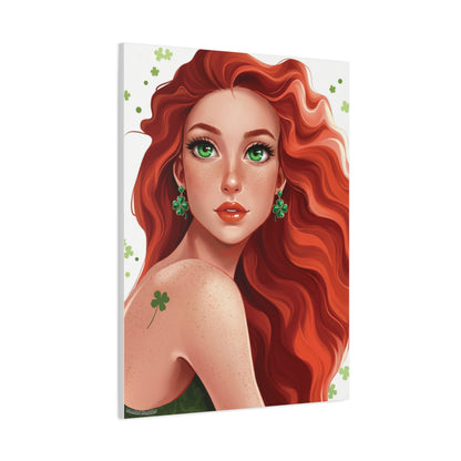 Clovers 1 | Emerald Whisper in White, Matte Canvas Print