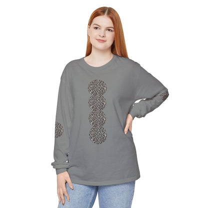Snake | Grey Snakeskin Circle Patches Long Sleeve T-Shirt (Elbow Accents), multiple shades