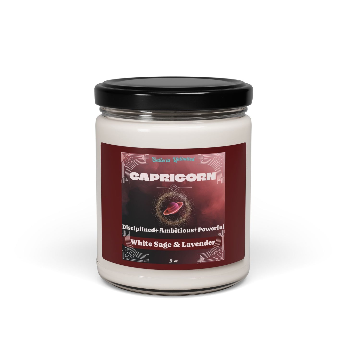 Capricorn | White Sage & Lavender Candle, 9oz (garnet)