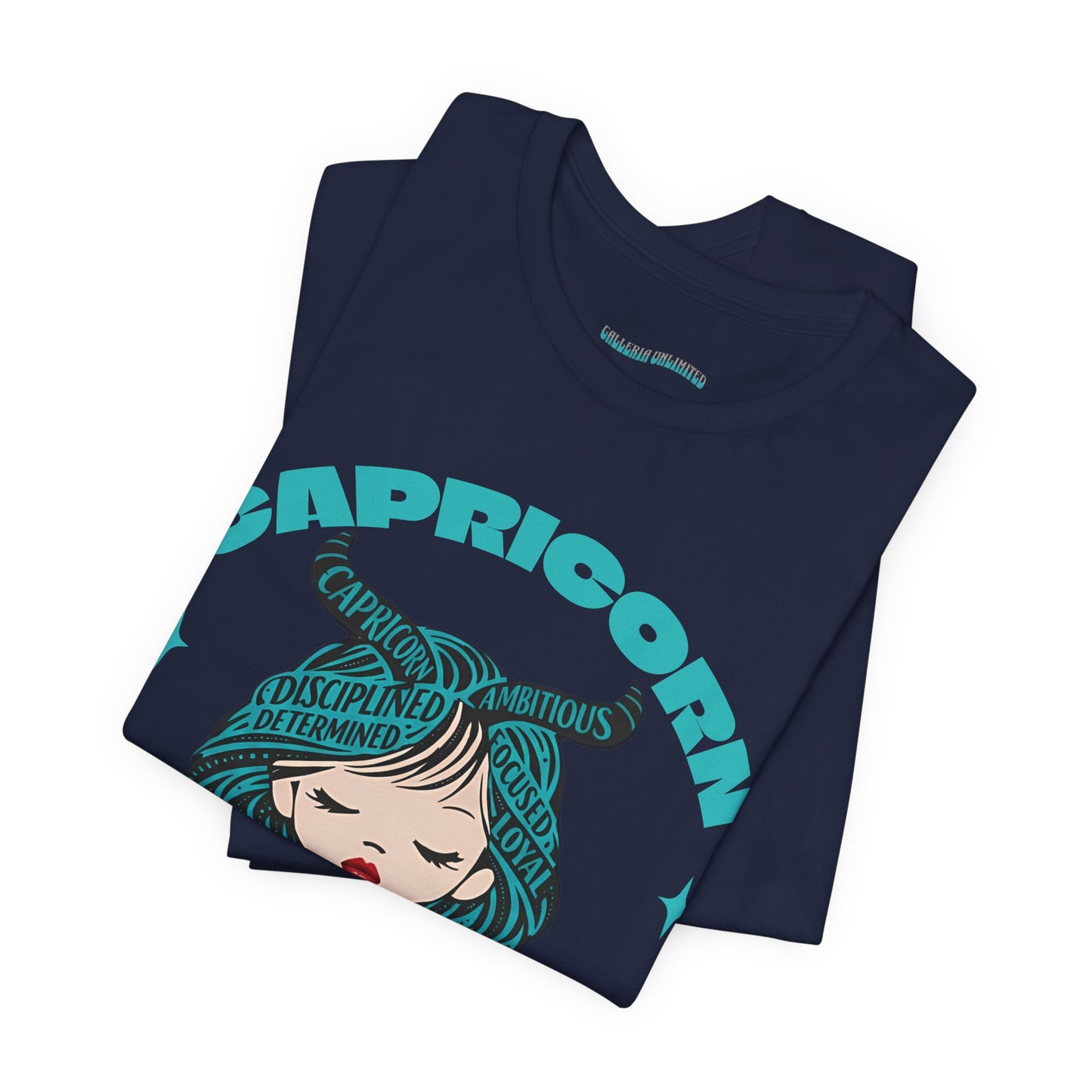 Capricorn | Word Art Graphic Tee2 (turquoise)--"Capricorn" Definition on Back