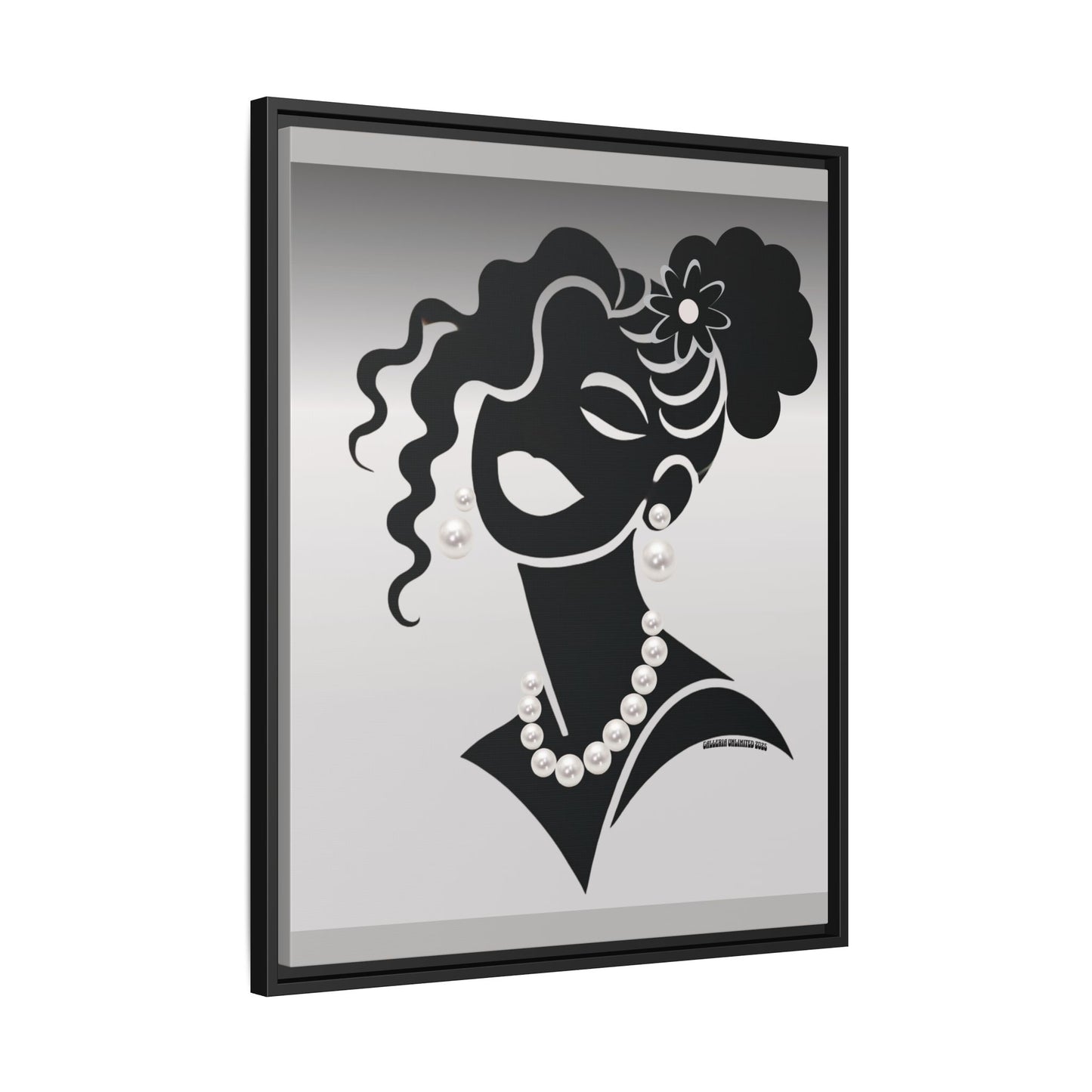 Pearls & Curls5 | Black and White - Framed Matte Canvas Art (black or white frame)